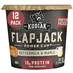 Kodiak Cakes Instant Pancake & Flapjack Cups, Buttermilk & Maple, High Protein, 100% Whole Grains, (Pack of 12)