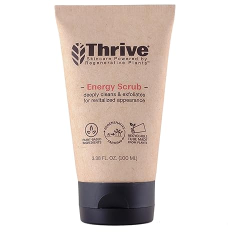 Thrive Natural Care Face Scrub - Gentle Exfoliating Face Wash Provides Deep Cleanse, Improves Skin Texture, Unclogs Pores - Vegan, Oil Free Exfoliator