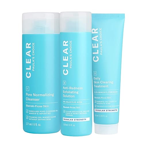 Paula's Choice CLEAR 3-Piece Acne Kit, Includes Daily Cleanser, 2% Salicylic Acid Exfoliant & Benzoyl Peroxide Treatment, Prevents & Treats Mild to Severe Acne & Breakouts, Fragrance-Free, Set of 3