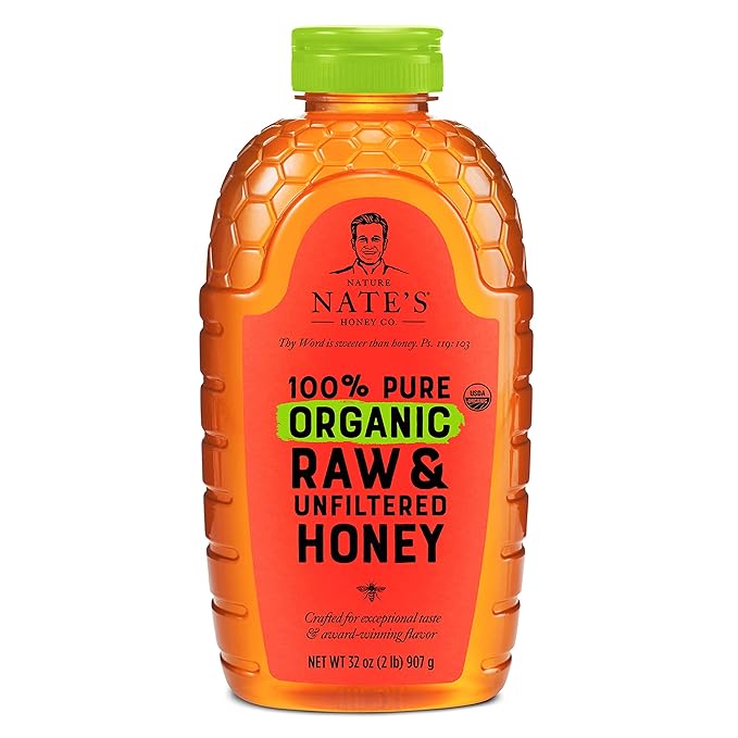 Nate's Organic 100% Pure, Raw & Unfiltered Honey - USDA Certified Organic - 32oz. Squeeze Bottle