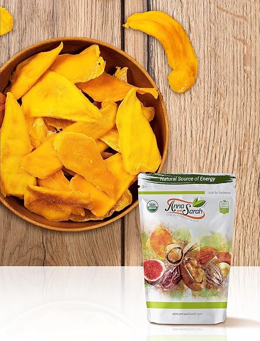 Anna and Sarah Dried Organic Mango, No Sugar Added, No Preservatives, Al-Natural, Premium Quality in Resealable bag 3 Lbs