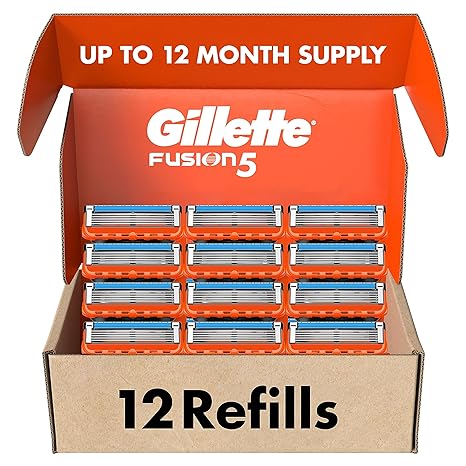 Gillette Fusion5 Mens Razor Blade Refills, 12 Count, Lubrastrip for a More Comfortable Shave